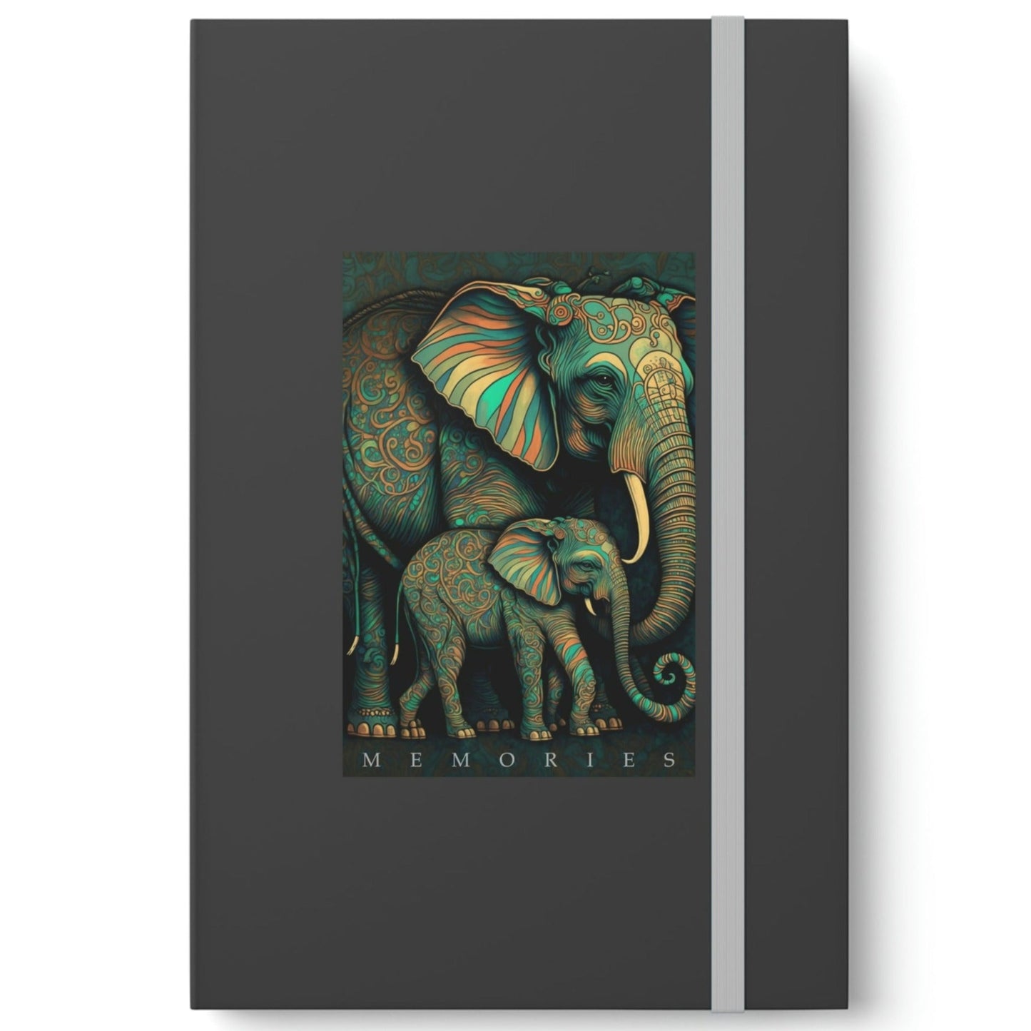 Elephant "Memories" Color Contrast Notebook Journal - Ruled