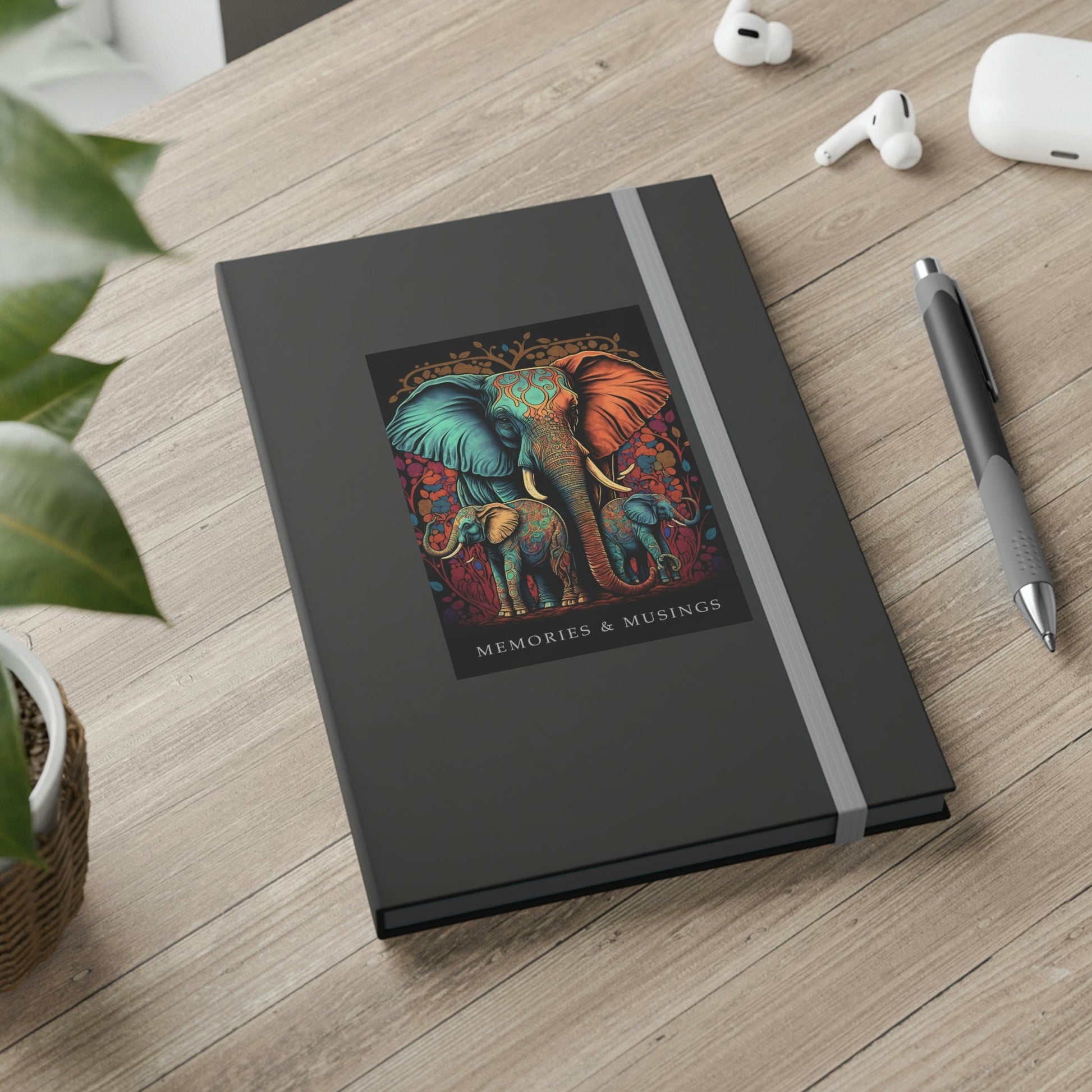 Elephant "Memories & Musings" Color Contrast Notebook Journal - Ruled