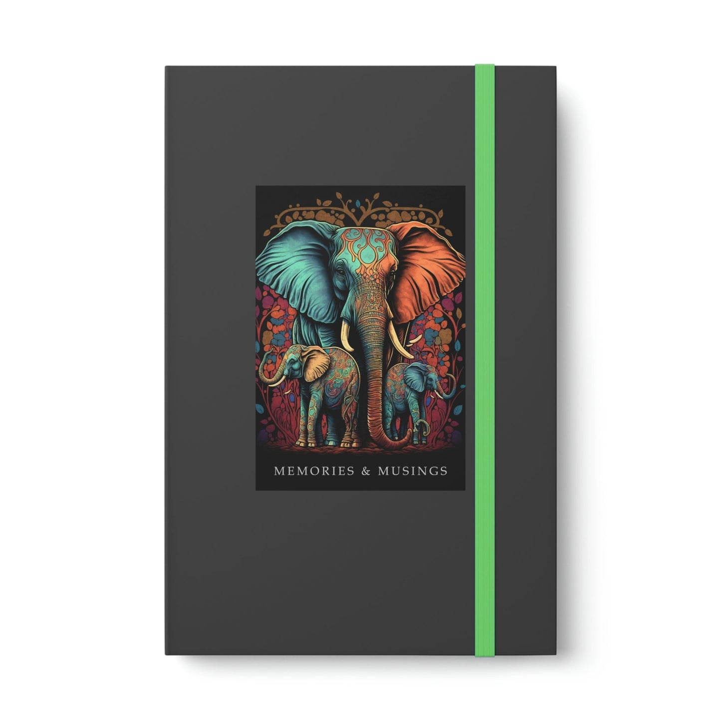 Elephant "Memories & Musings" Color Contrast Notebook Journal - Ruled