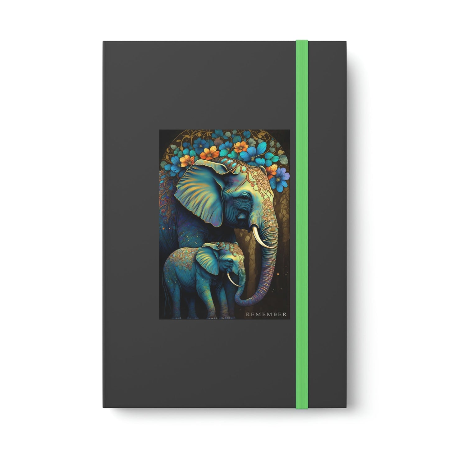 Elephant "Remember" Color Contrast Notebook Journal - Ruled