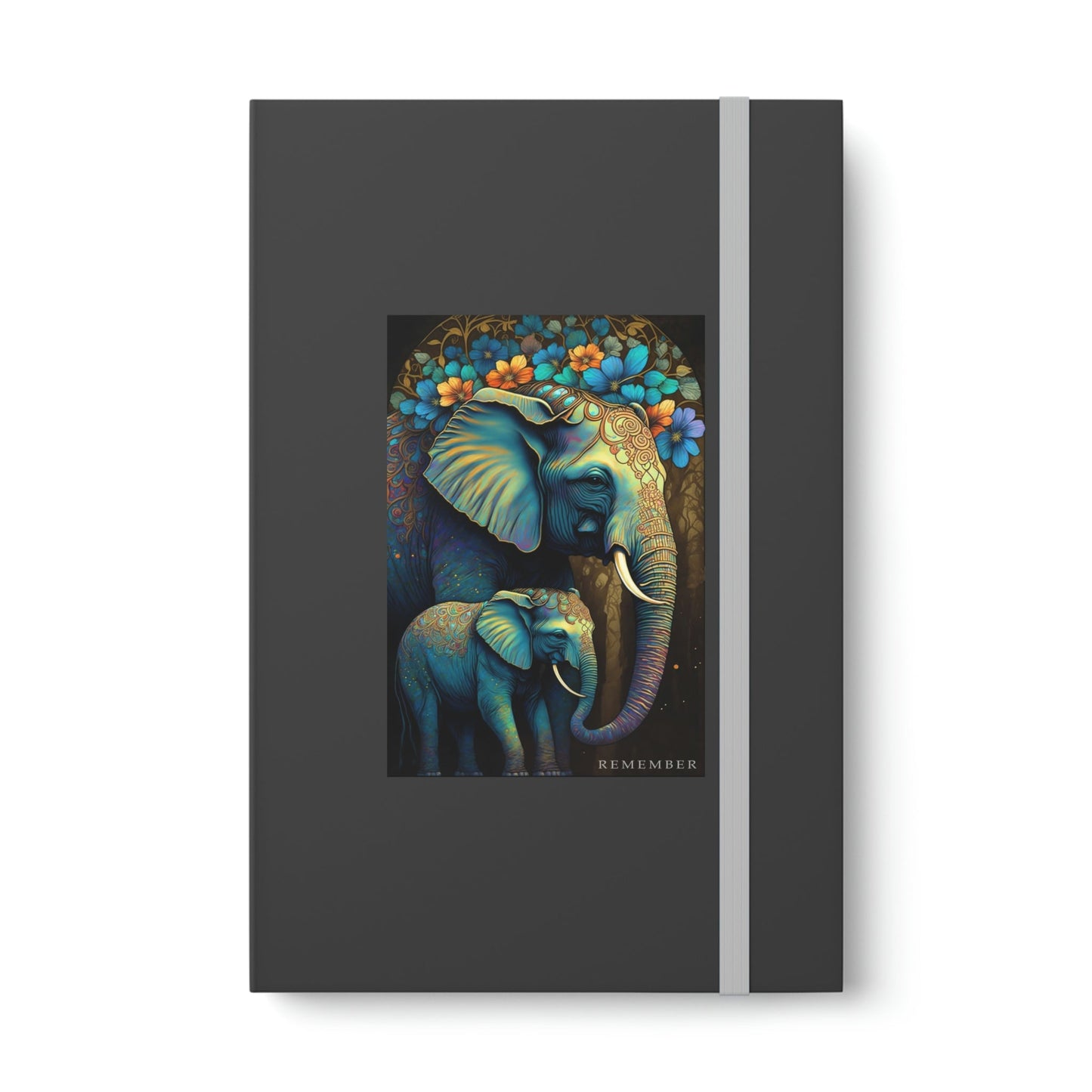 Elephant "Remember" Color Contrast Notebook Journal - Ruled