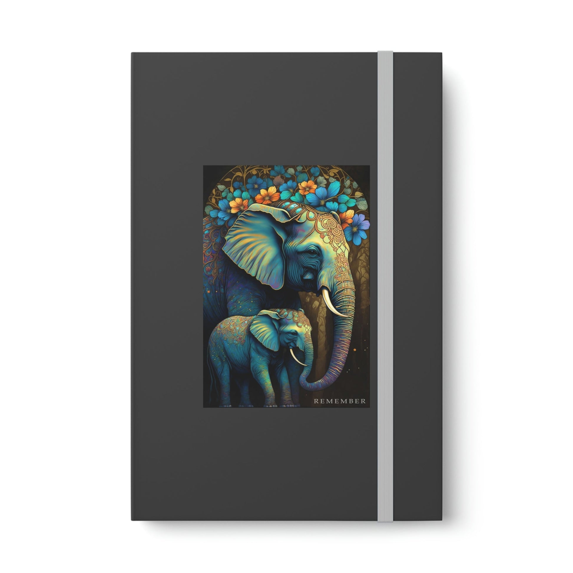Elephant "Remember" Color Contrast Notebook Journal - Ruled