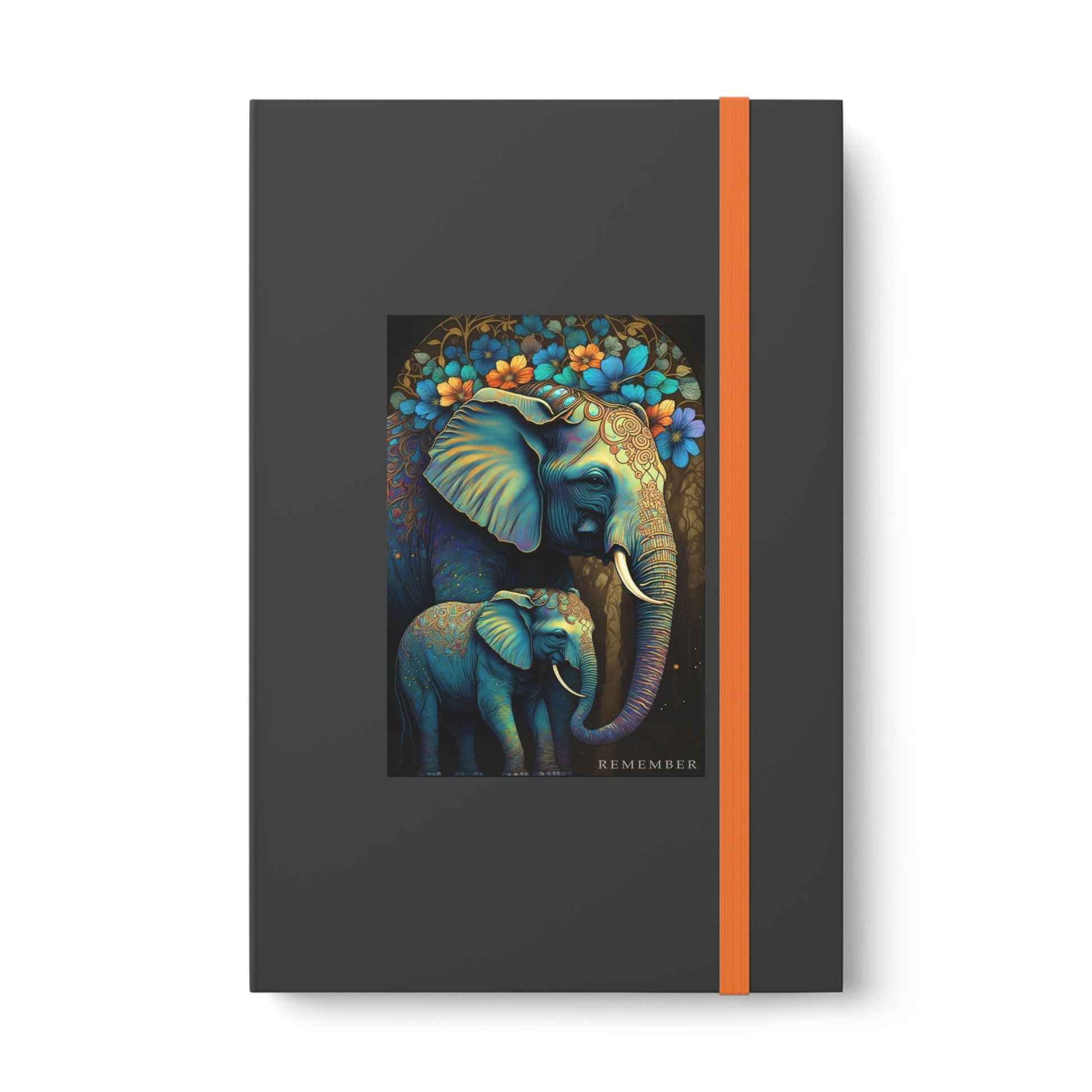 Elephant "Remember" Color Contrast Notebook Journal - Ruled