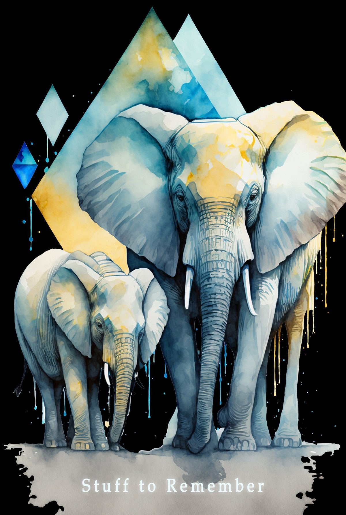 Elephant "Stuff to Remember" Color Contrast Notebook Journal - Ruled