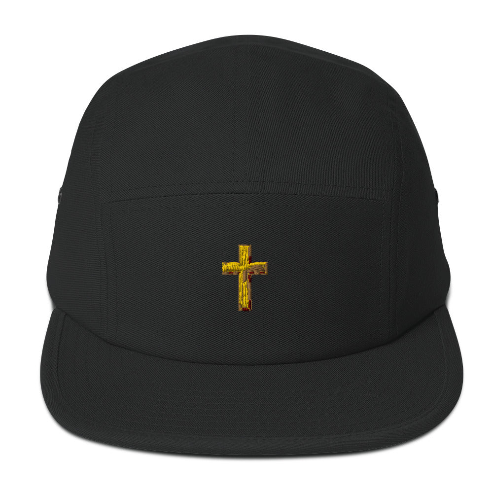 Embroidered Cross on a 5 Panel Camper Hat Cap Jesus Faith Christian Christianity Catholic Religion Religious Communion