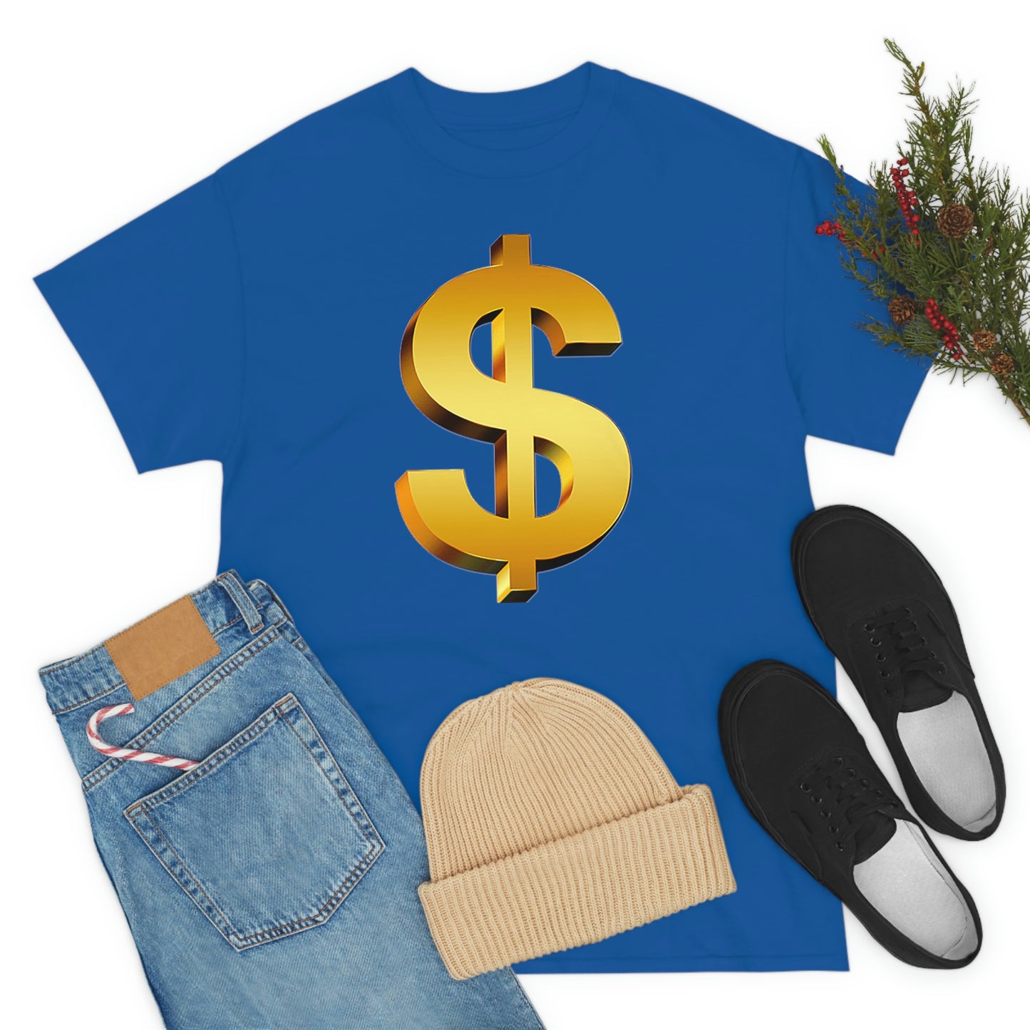 Bling Money Cash My Money Folds Unisex Heavy Cotton Tee Bills cash currency bucks coin funds gold dollar C-note big shot deep pocket