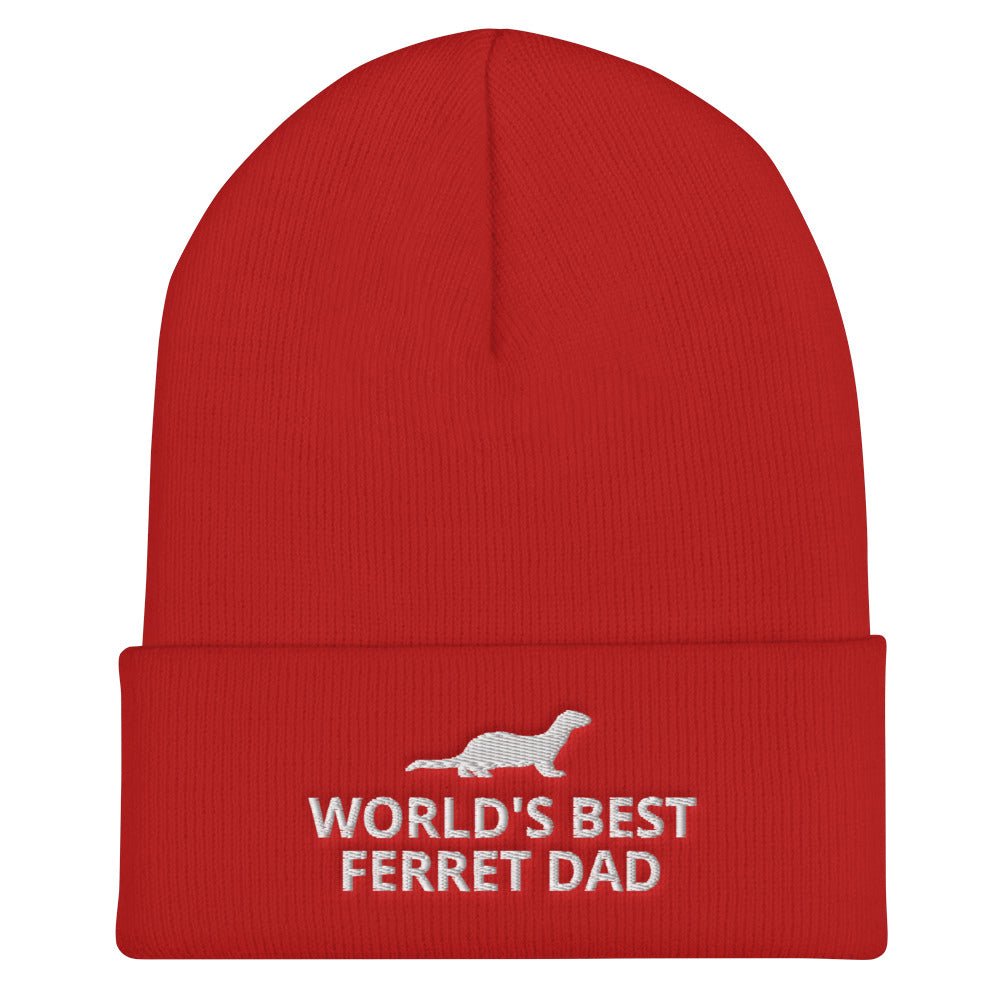 Ferret Cuffed Beanie | World's Best Ferret Dad | Perfect gift for the Pet Ferret lover! | Multiple Hat Colors Available