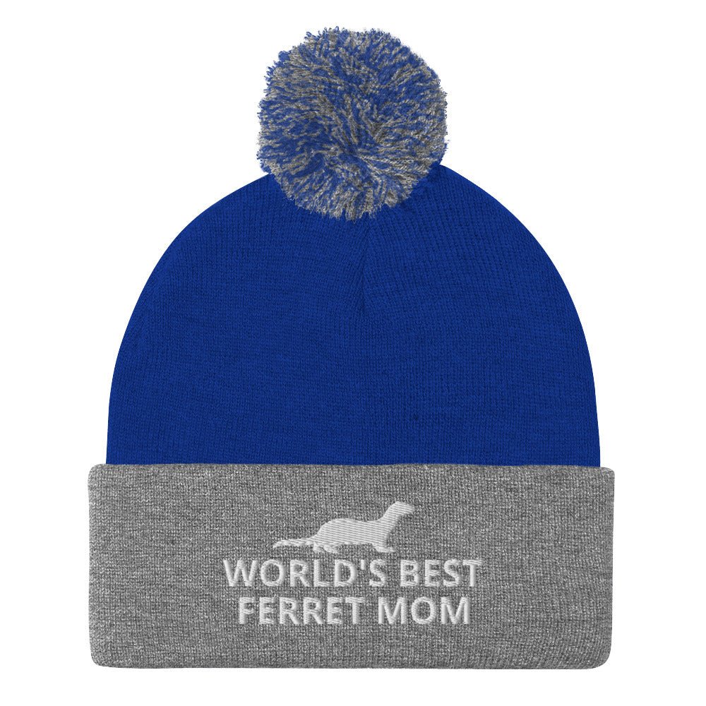 Ferret Pom-Pom Beanie | World's Best Ferret Mom | Perfect gift for the Pet Ferret lover! | Multiple Hat Colors Available