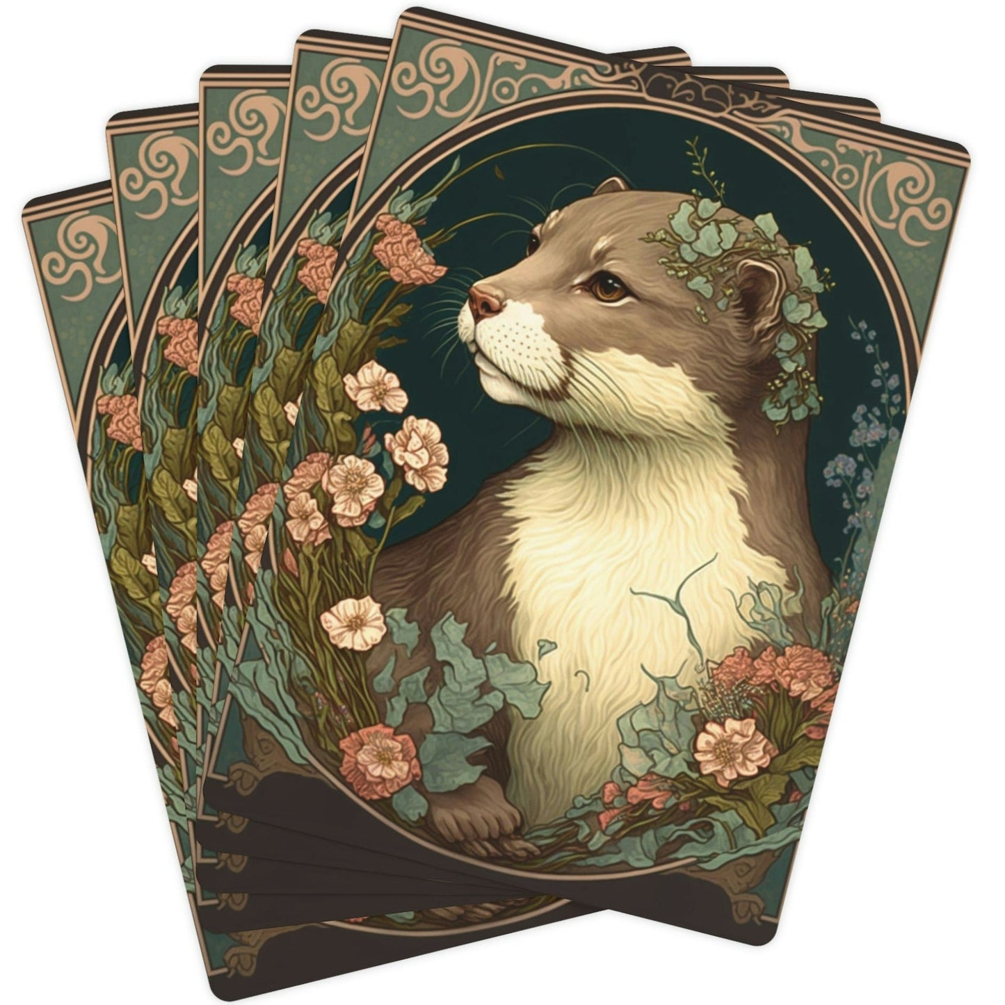 Floral Otter Poker Playing Cards