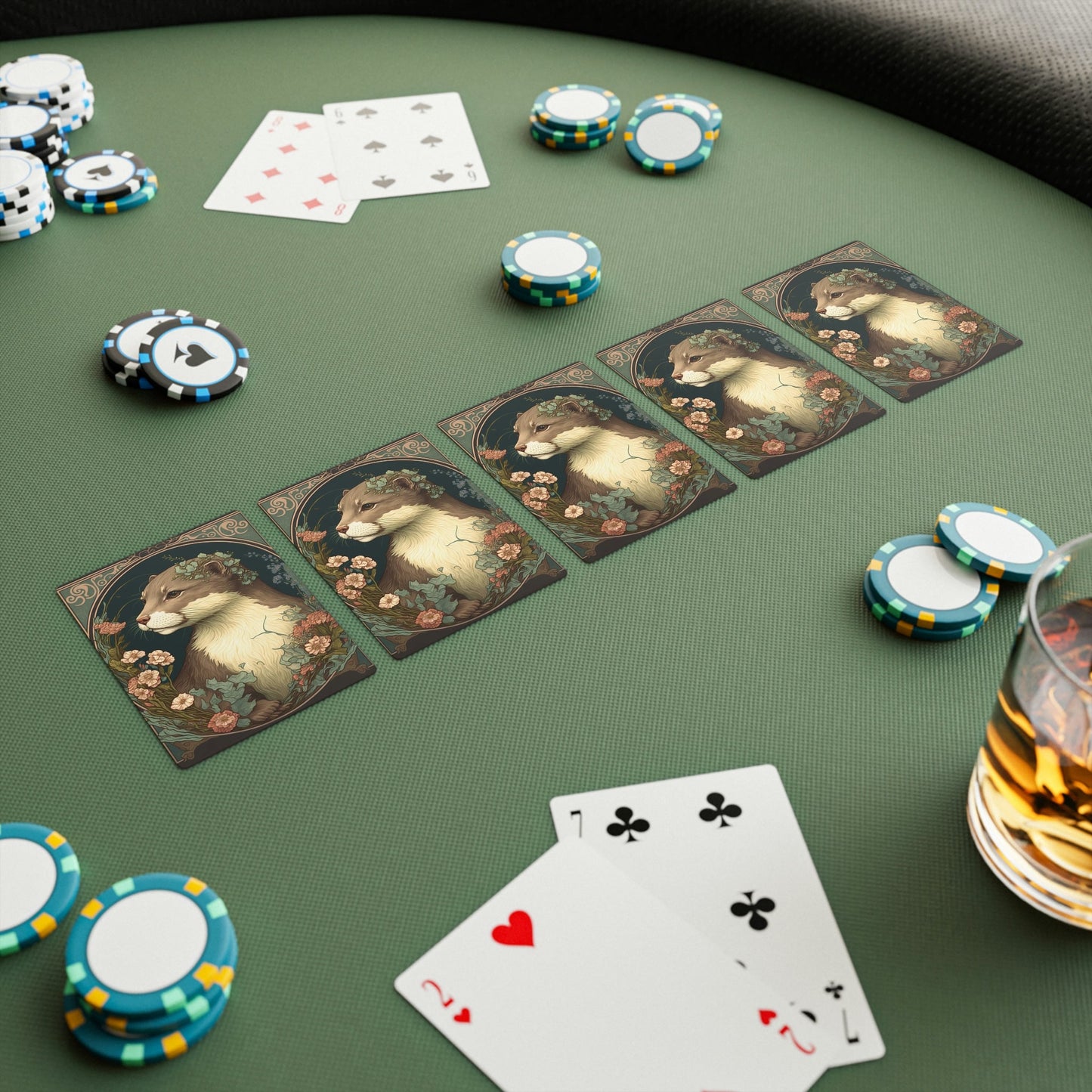 Floral Otter Poker Playing Cards
