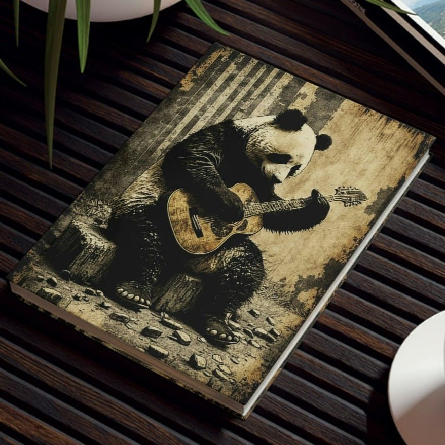 Folk Guitar Panda Bear Hard Backed Journal