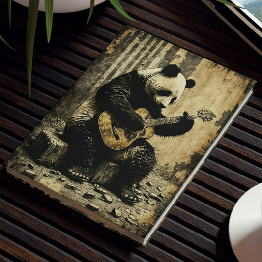 Folk Guitar Panda Bear Hard Backed Journal