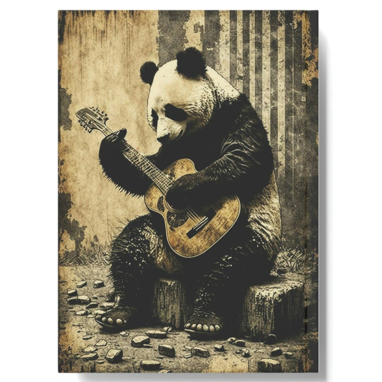Folk Guitar Panda Bear Hard Backed Journal