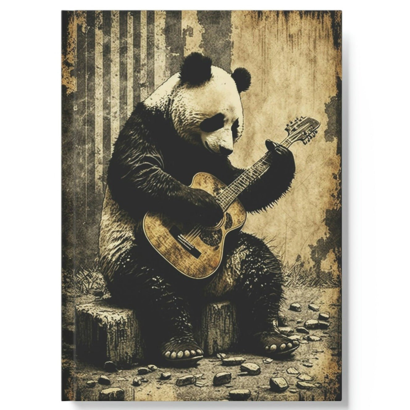 Folk Guitar Panda Bear Hard Backed Journal