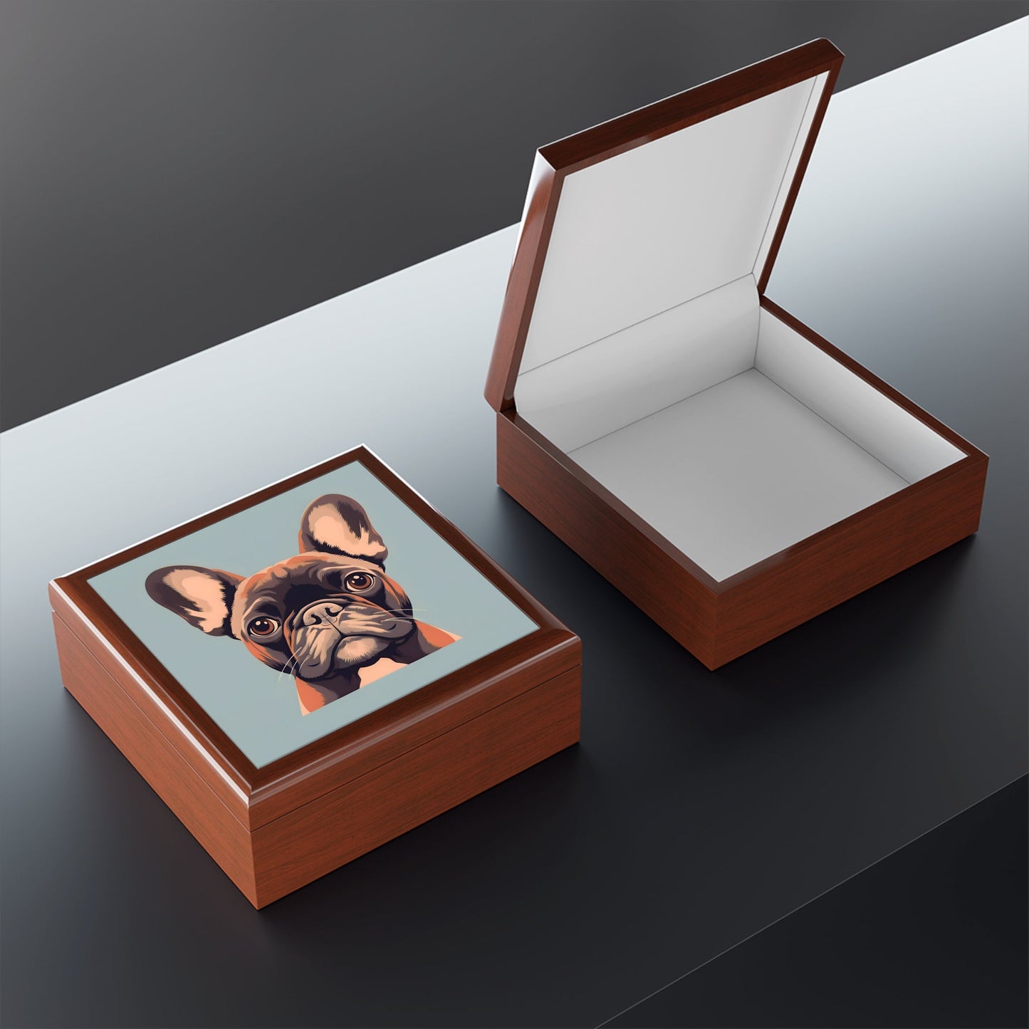 French Bulldog Portrait Jewelry Keepsake Box