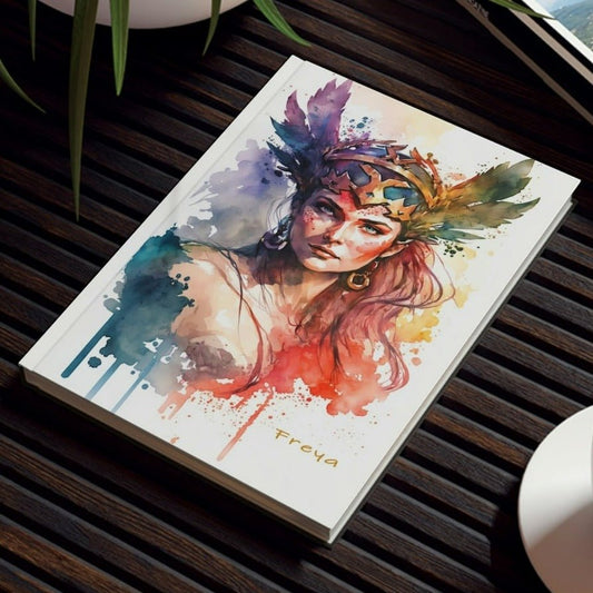 Freya the Goddess Notebook - Watercolor Portrait - Hard Backed Journal