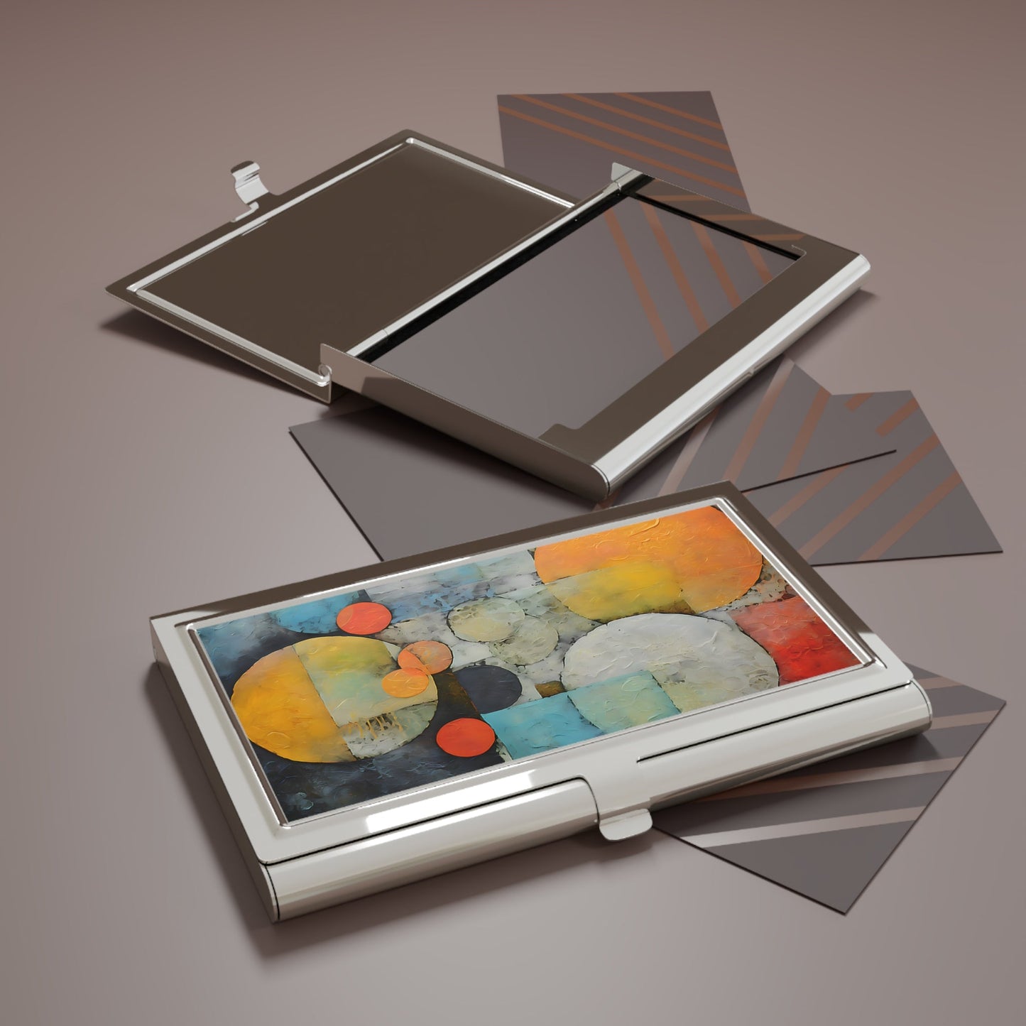 Geometric Abstract Oil Painting Art Business Card Holder
