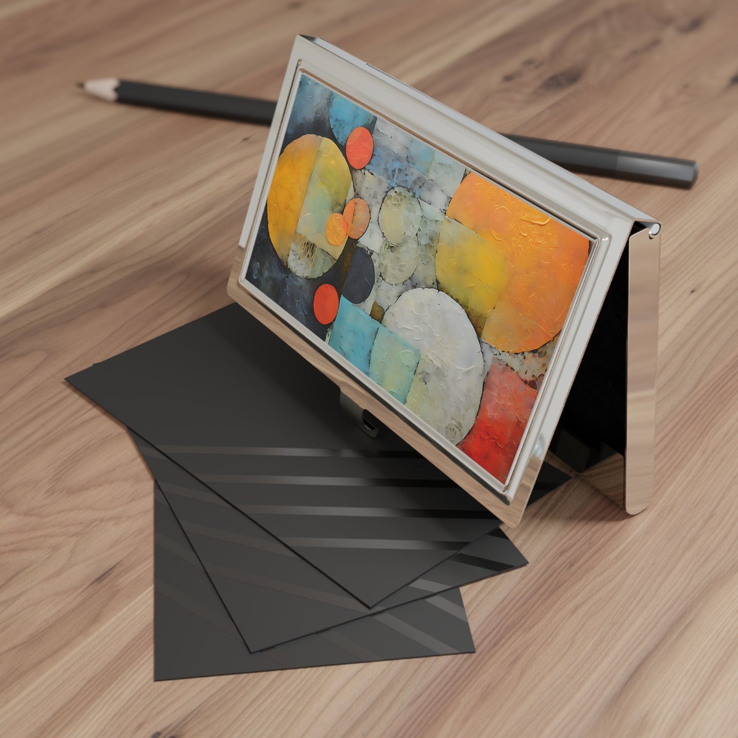 Geometric Abstract Oil Painting Art Business Card Holder