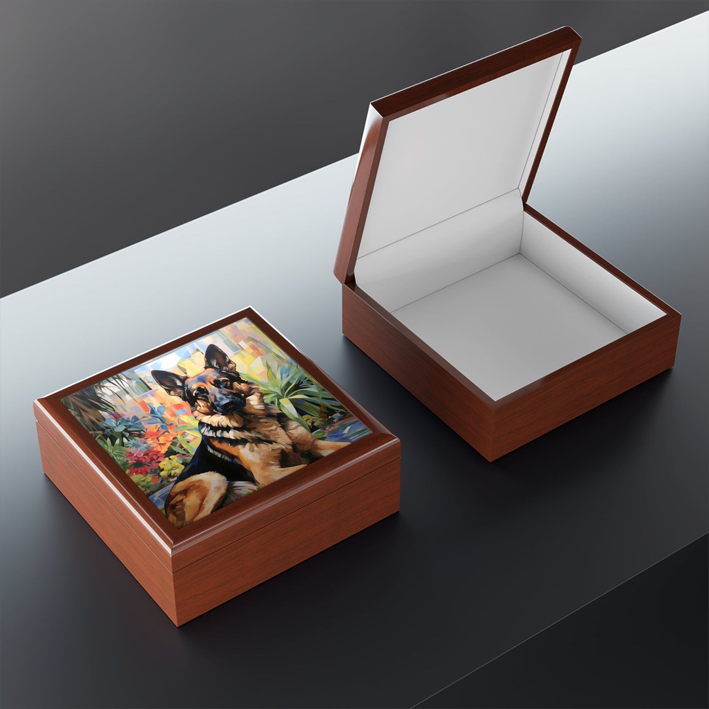 German Shepard Portrait Jewelry Keepsake Trinkets Box