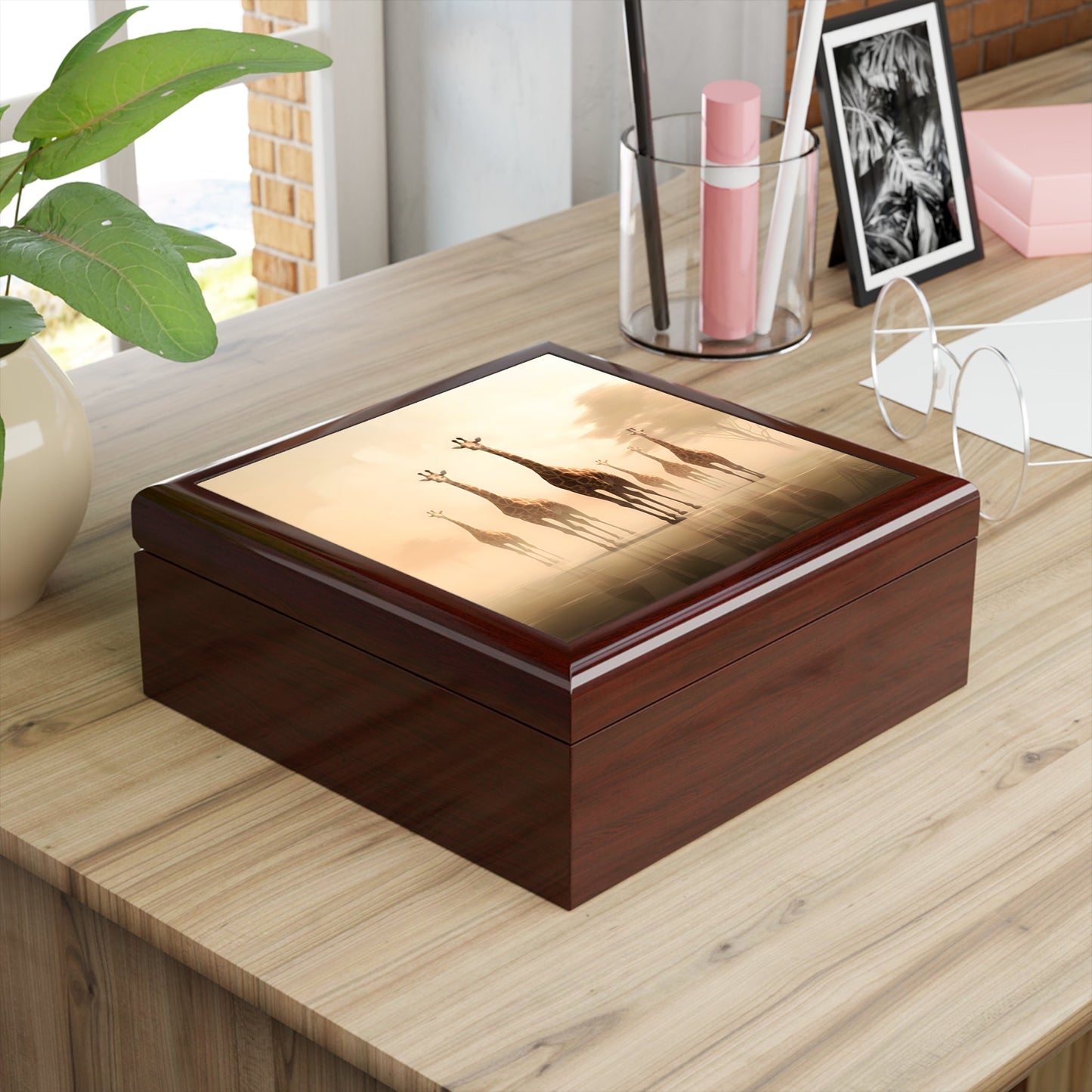 Giraffe Herd Jewelry Keepsake Box