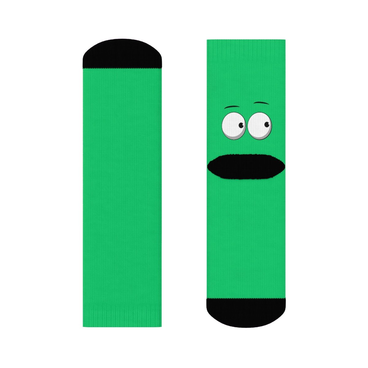 Green and Purple Flirty Sock Puppet Crew Socks Cartoon Happy Fun