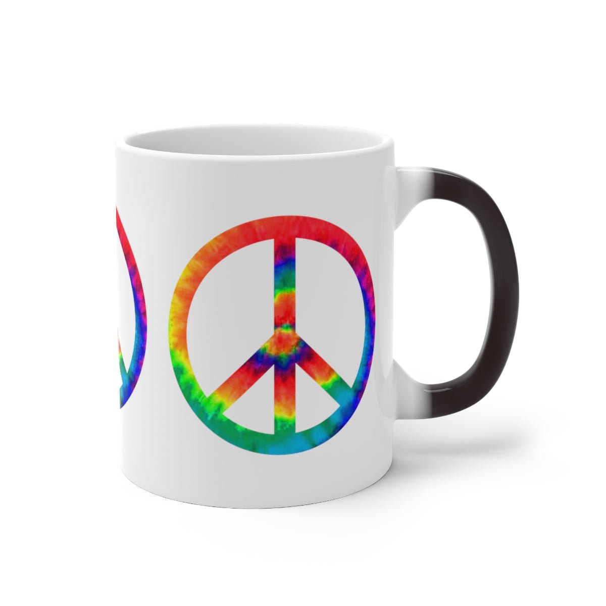Groovy! From Solid Black To Multicolor Peace Sign When Filled, A Color Changing Mug