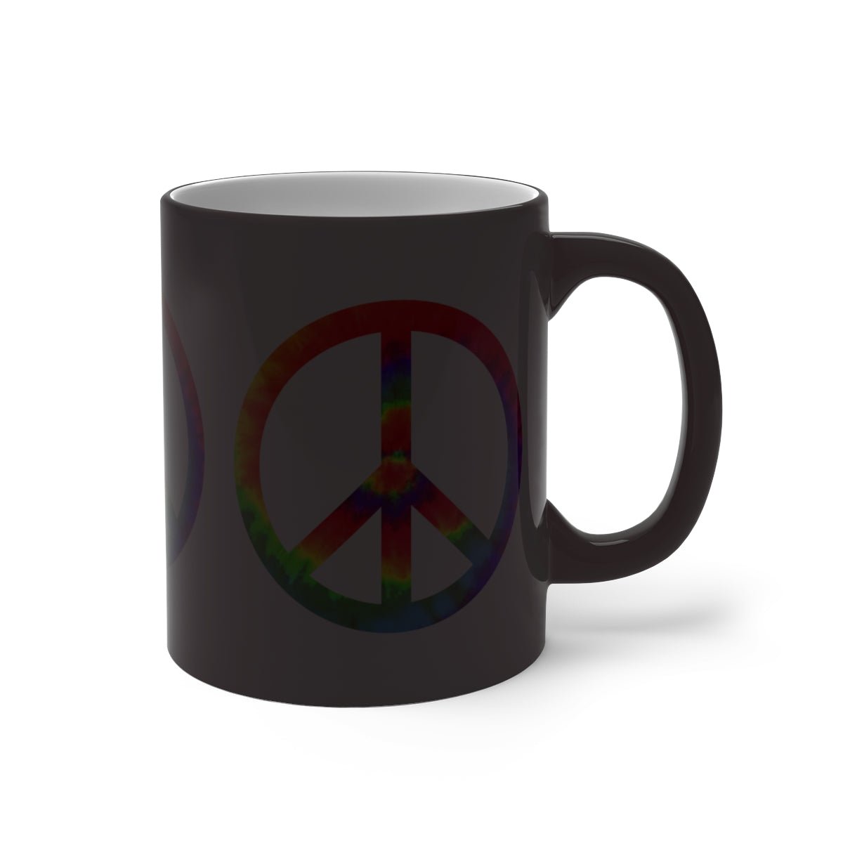 Groovy! From Solid Black To Multicolor Peace Sign When Filled, A Color Changing Mug