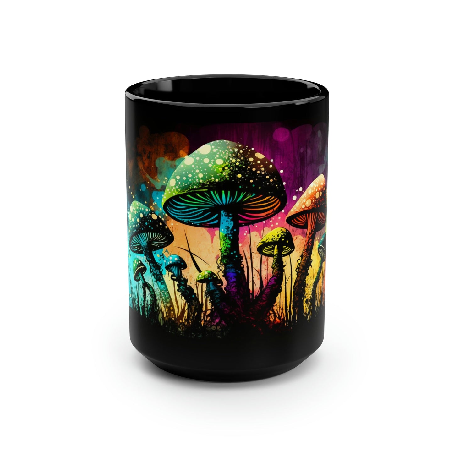 Grunge Magic Mushrooms 15 oz Coffee Mug perfect for the mushrooming fan or as a birthday gift for nature lovers