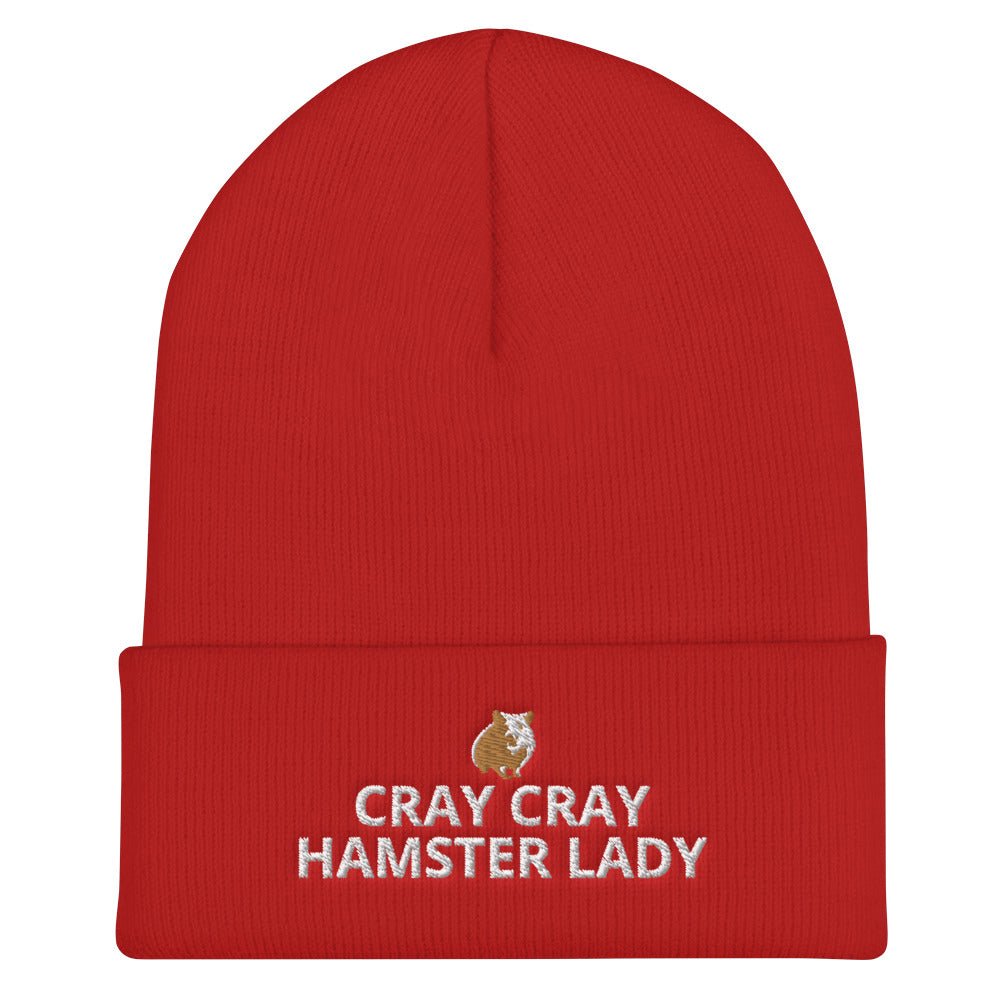Hamster Cuffed Beanie | Cray Cray Hamster Lady | Perfect gift for the Pet Hamster lover! | Multiple Hat Colors Available