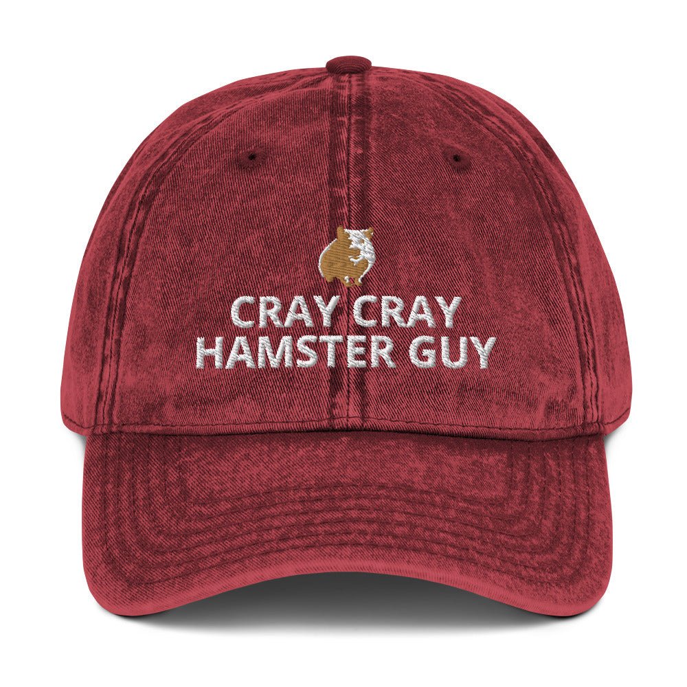 Hamster Vintage Cotton Twill Cap | Cray Cray Hamster Guy | Perfect gift for the Pet Hamster lover! | Multiple Hat Colors Available