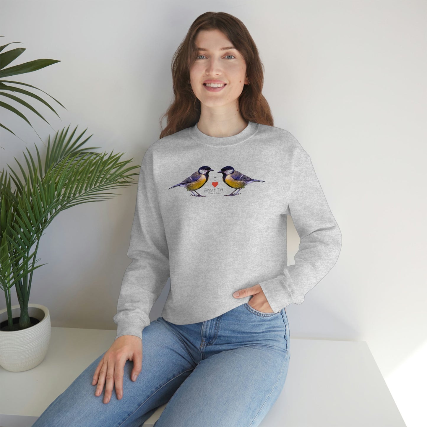 I Love Great Tits Heavy Blend Crewneck Sweatshirt