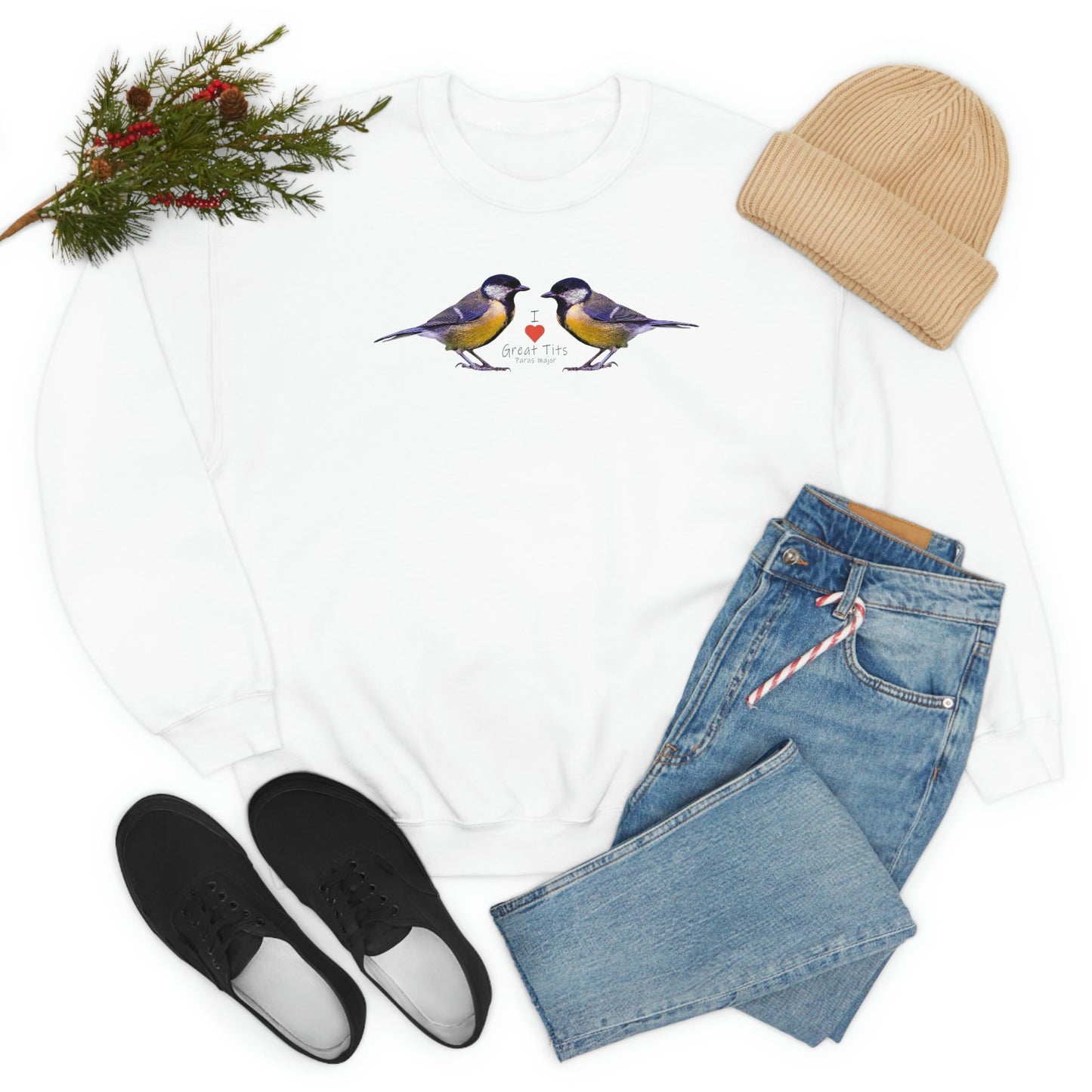 I Love Great Tits Heavy Blend Crewneck Sweatshirt