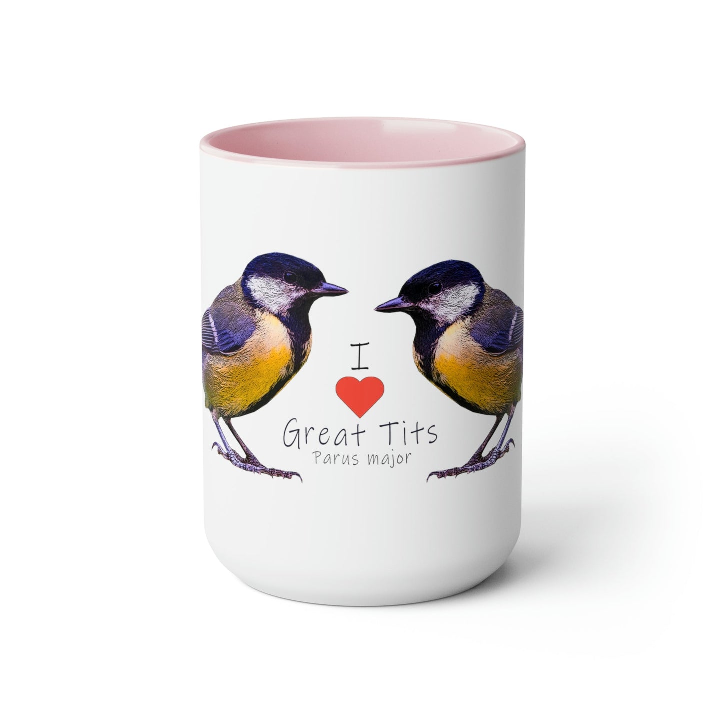 I Love Great Tits Two-Tone Coffee Mugs - 15oz