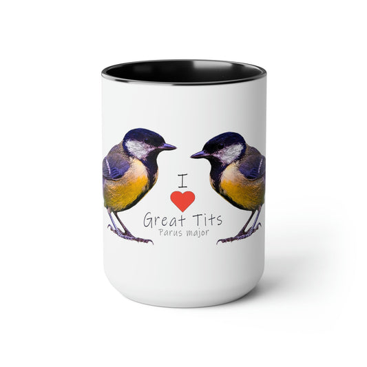 I Love Great Tits Two-Tone Coffee Mugs - 15oz