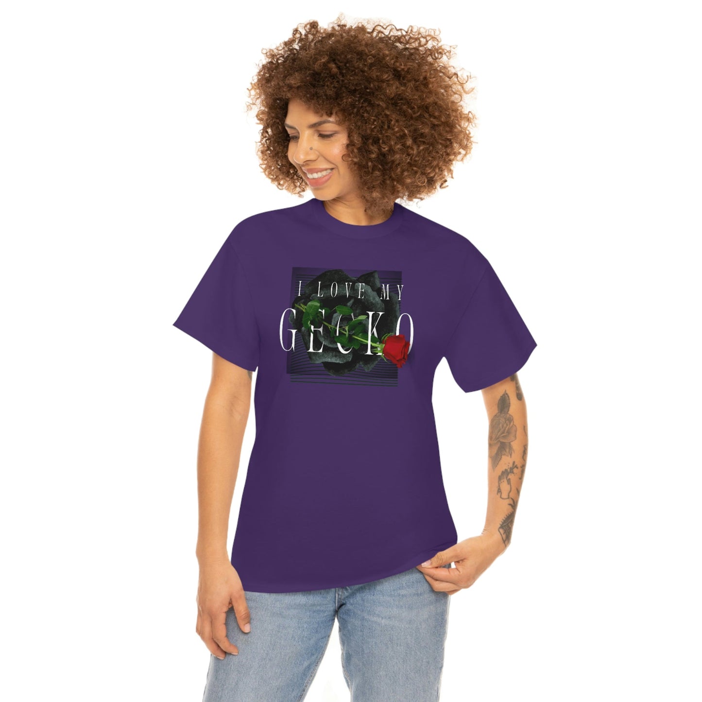 I Love My Gecko Rose Heavy Cotton T-Shirt