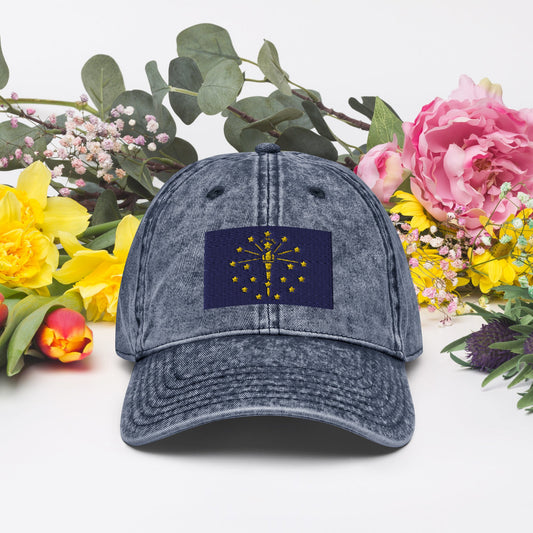Indiana Flag Vintage Cotton Twill Cap