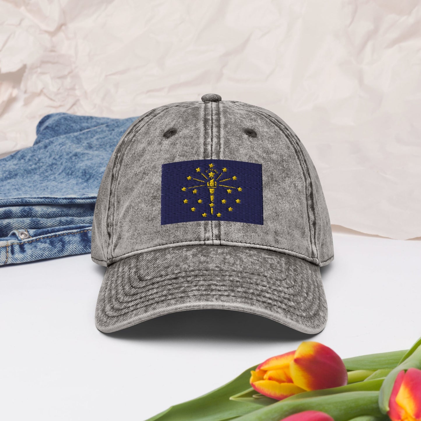 Indiana Flag Vintage Cotton Twill Cap