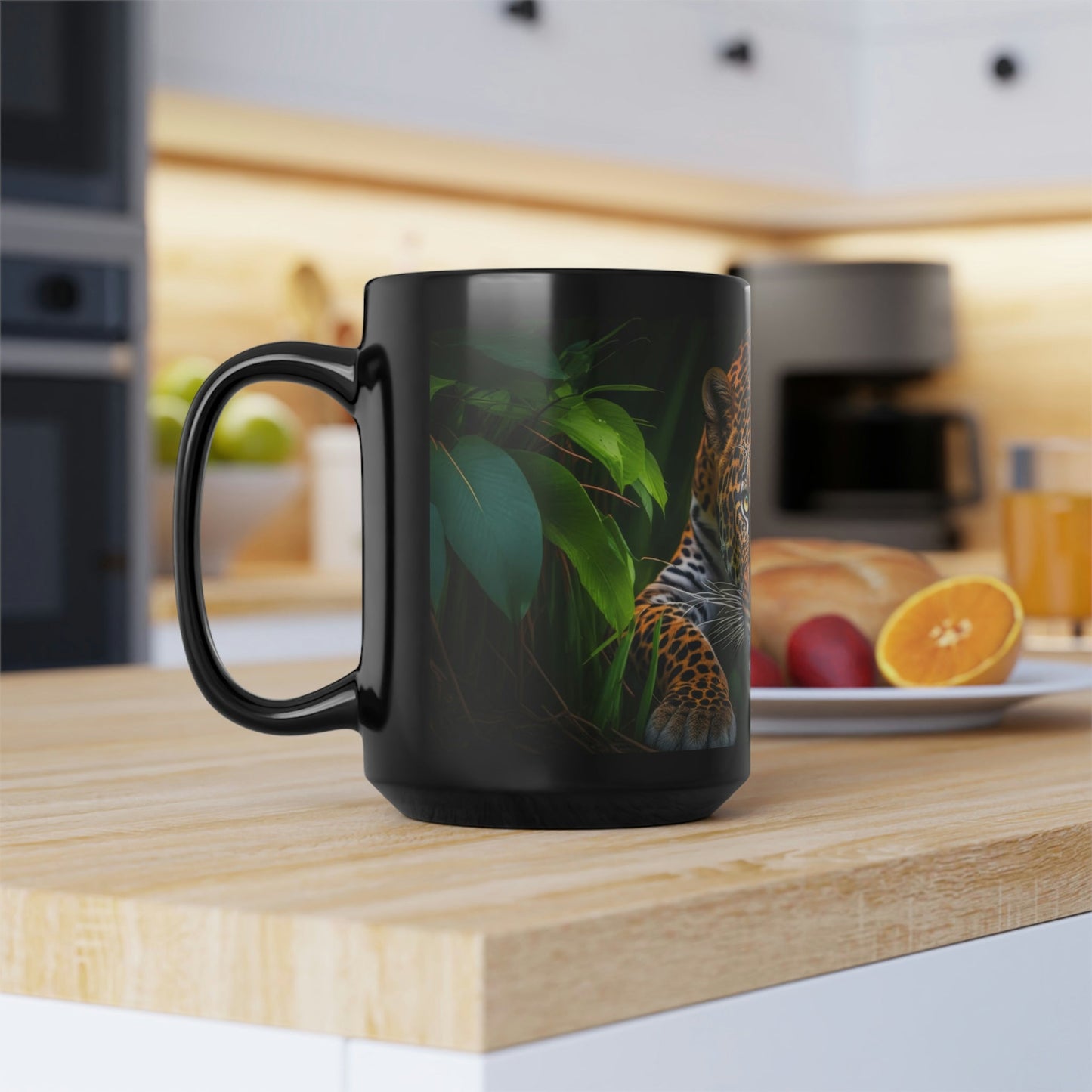 Jauguar About to Pounce in Jungle - 15 oz Coffee Mug