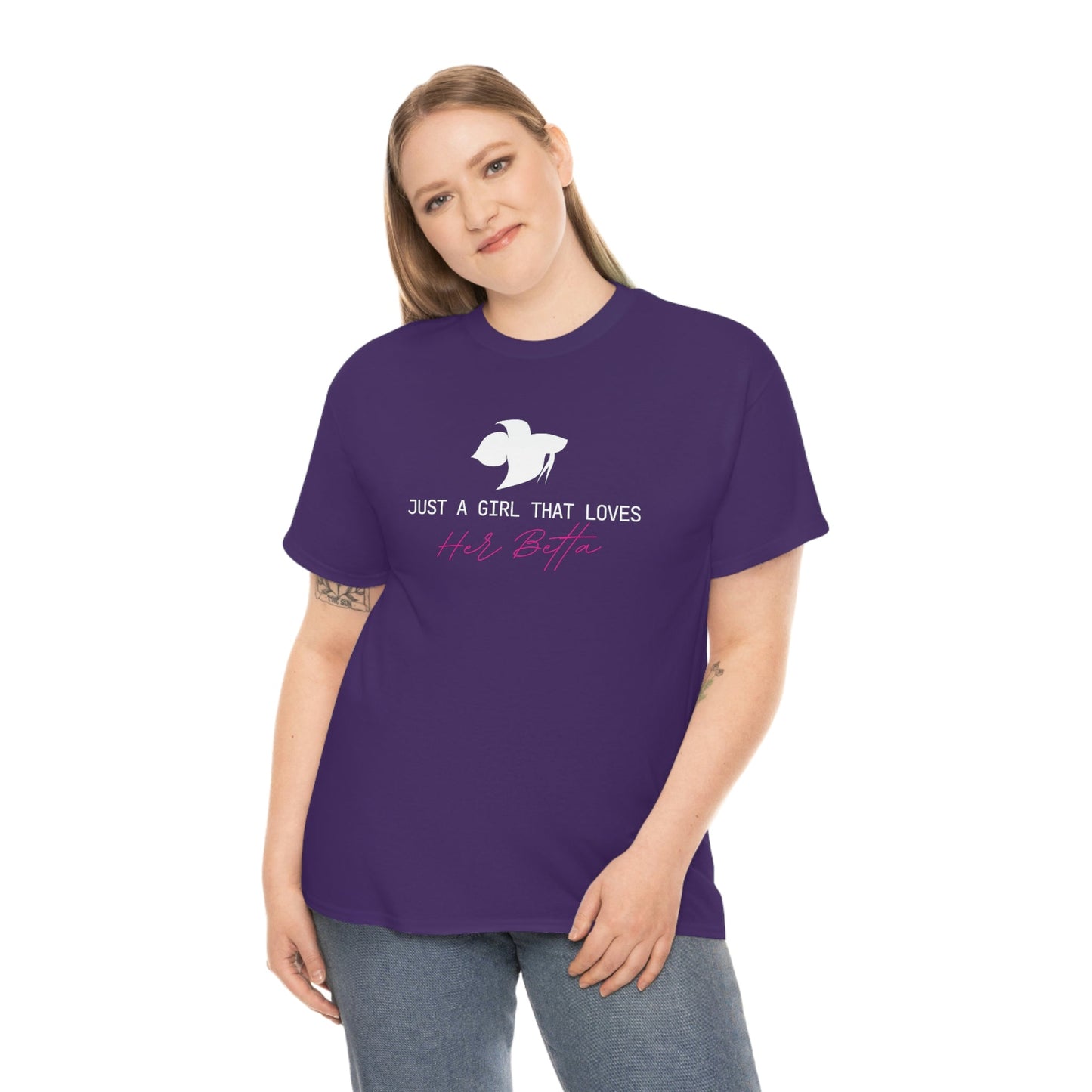 Just a Girl That Loves Her Betta Heavy Cotton T-Shirt