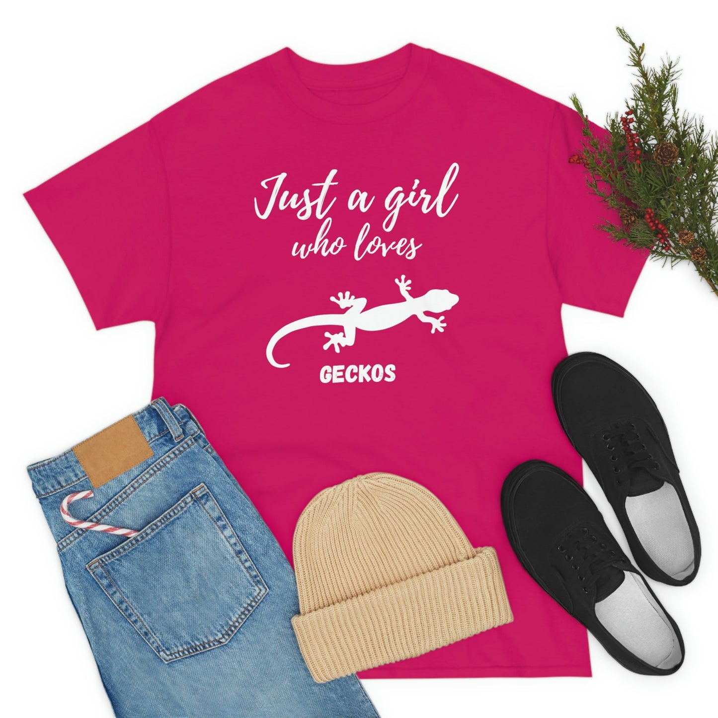 Just a Girl Who Loves Geckos Heavy Cotton Tee, gecko gift, gecko shirt, gecko t-shirt, pet gecko, gecko owner, gecko product, gecko lover,