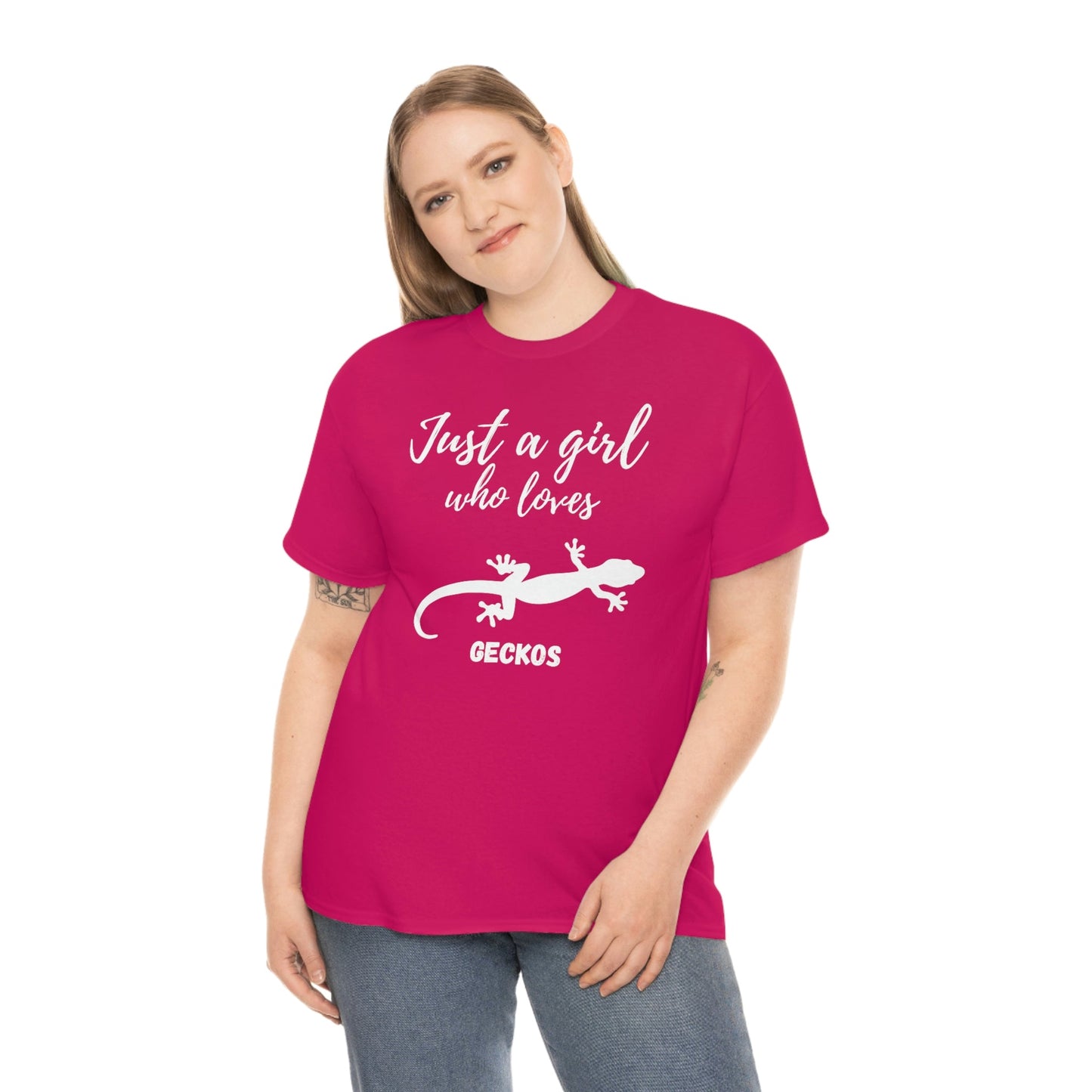 Just a Girl Who Loves Geckos Heavy Cotton Tee, gecko gift, gecko shirt, gecko t-shirt, pet gecko, gecko owner, gecko product, gecko lover,