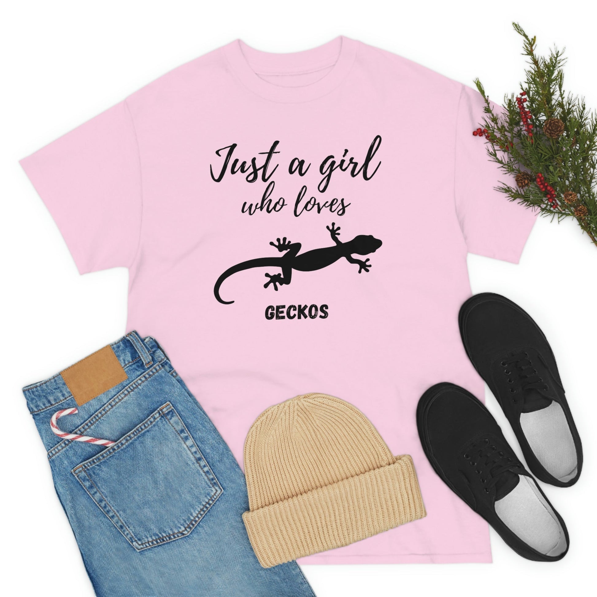 Just a Girl Who Loves Geckos Heavy Cotton Tee, gecko gift gecko shirt, gecko t-shirt, pet gecko, gecko owner, gecko product, gecko lover,