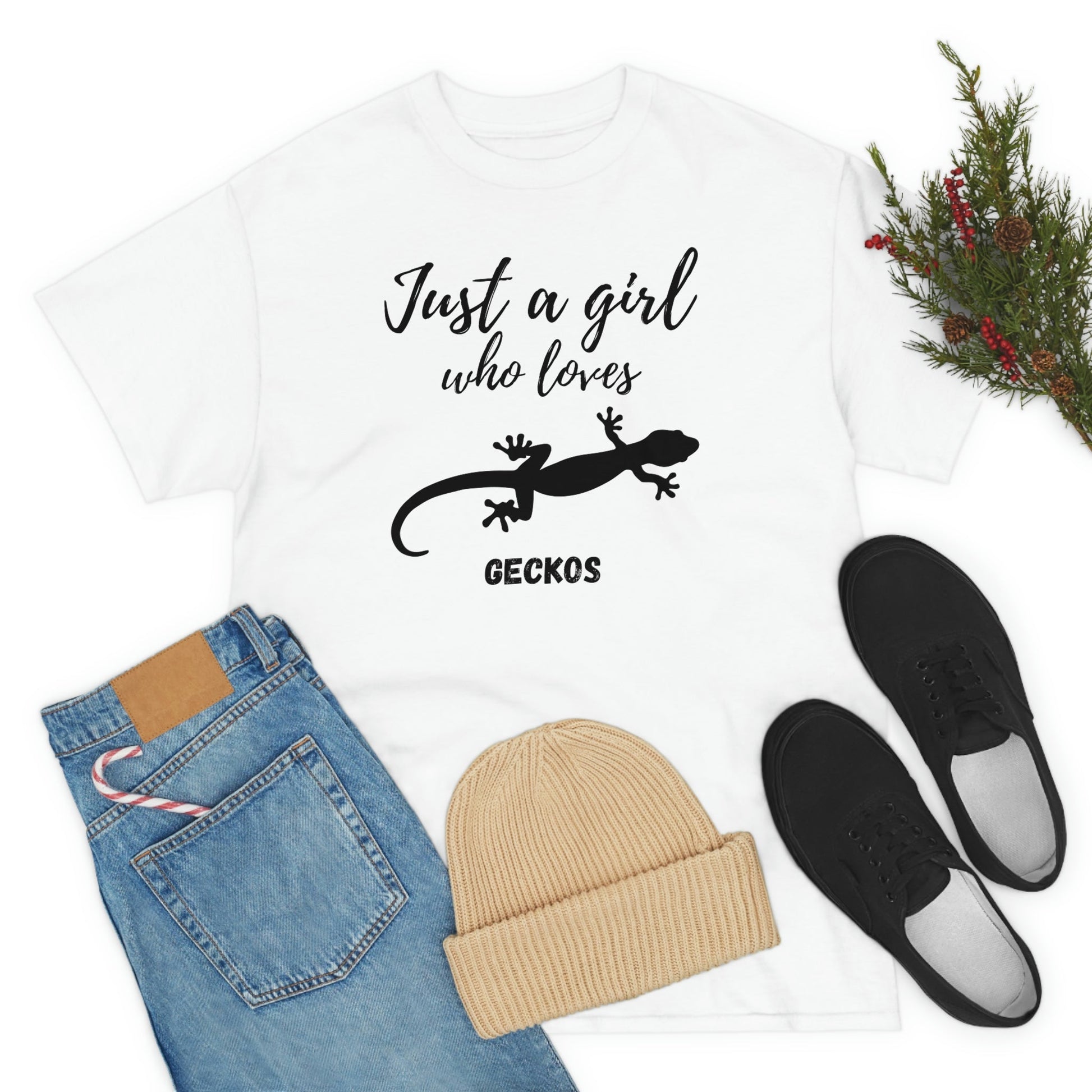 Just a Girl Who Loves Geckos Heavy Cotton Tee, gecko gift gecko shirt, gecko t-shirt, pet gecko, gecko owner, gecko product, gecko lover,