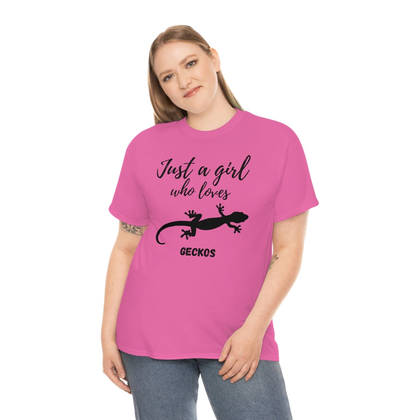 Just a Girl Who Loves Geckos Heavy Cotton Tee, gecko gift gecko shirt, gecko t-shirt, pet gecko, gecko owner, gecko product, gecko lover,