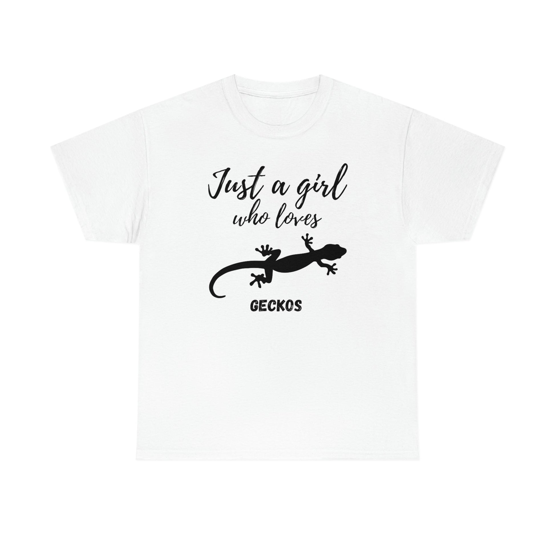 Just a Girl Who Loves Geckos Heavy Cotton Tee, gecko gift gecko shirt, gecko t-shirt, pet gecko, gecko owner, gecko product, gecko lover,