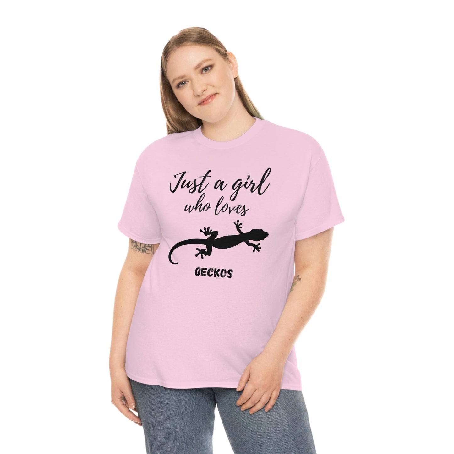Just a Girl Who Loves Geckos Heavy Cotton Tee, gecko gift gecko shirt, gecko t-shirt, pet gecko, gecko owner, gecko product, gecko lover,