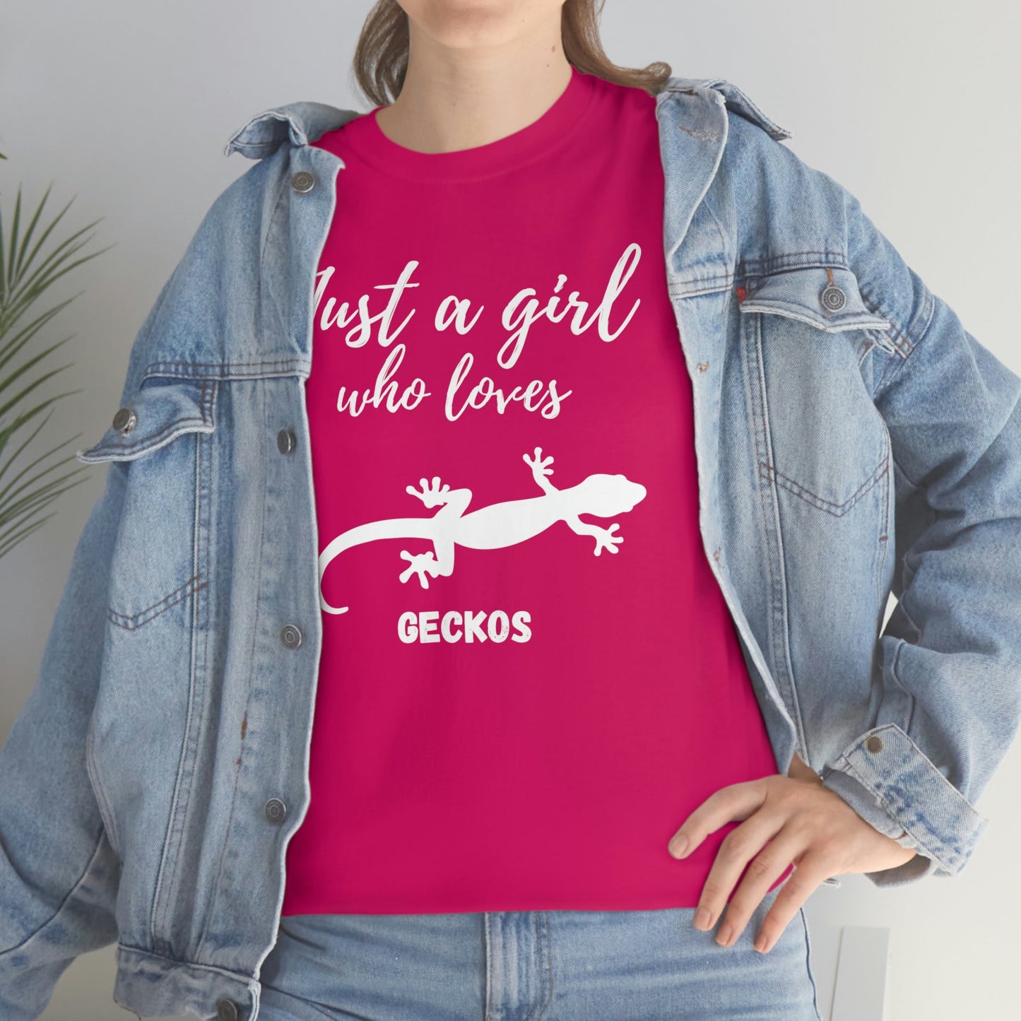 Just a Girl Who Loves Geckos Heavy Cotton Tee, gecko gift, gecko shirt, gecko t-shirt, pet gecko, gecko owner, gecko product, gecko lover,
