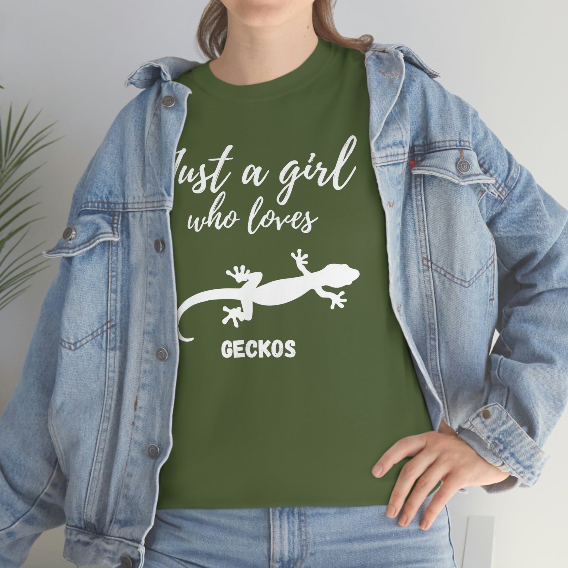 Just a Girl Who Loves Geckos Heavy Cotton Tee, gecko gift, gecko shirt, gecko t-shirt, pet gecko, gecko owner, gecko product, gecko lover,