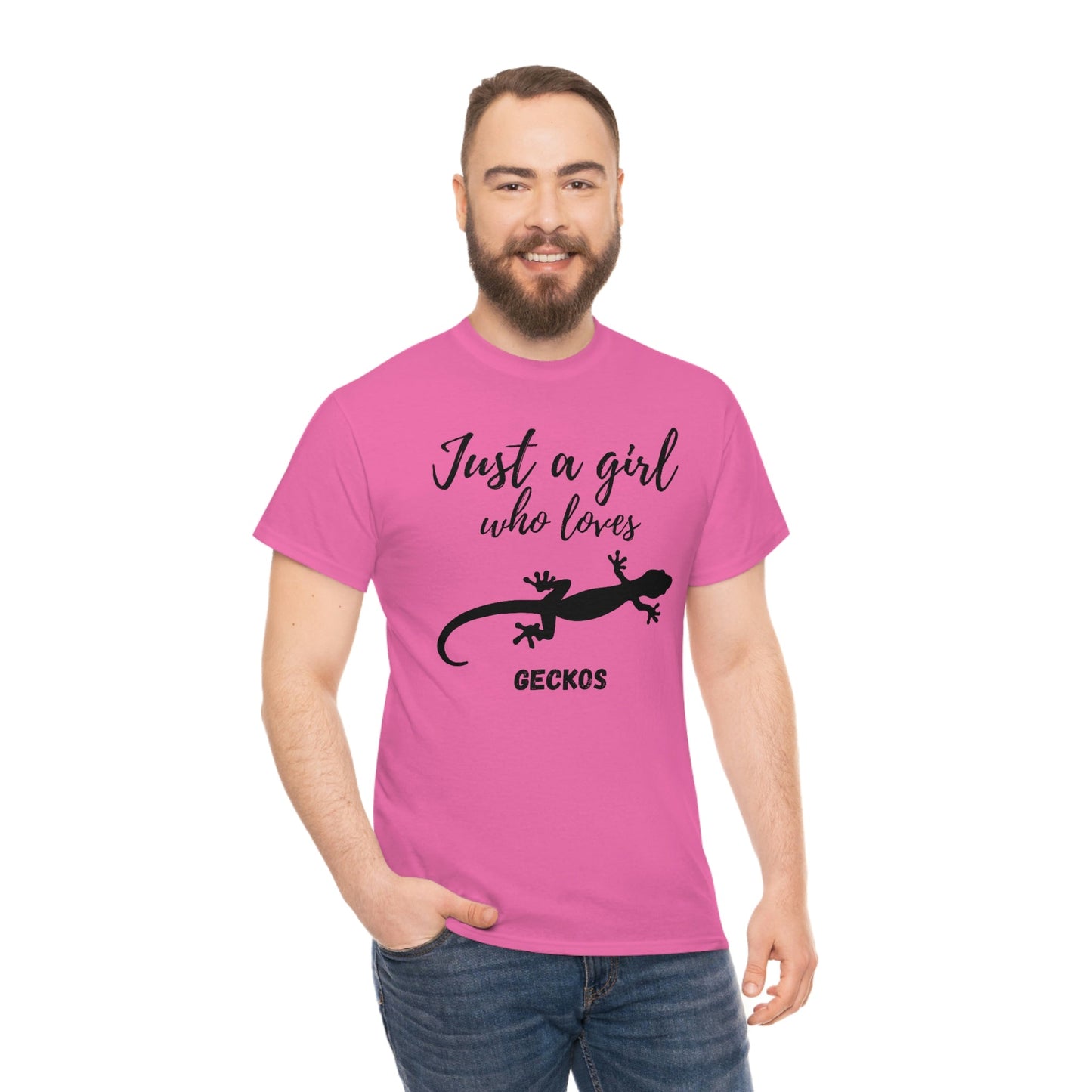 Just a Girl Who Loves Geckos Heavy Cotton Tee, gecko gift gecko shirt, gecko t-shirt, pet gecko, gecko owner, gecko product, gecko lover,