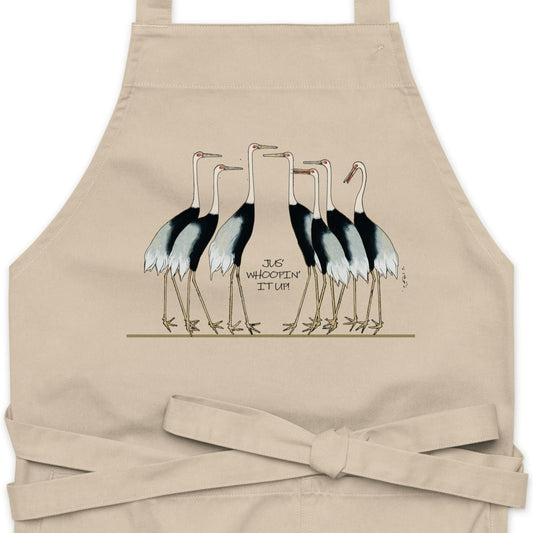 Just Whooping It Up - Whooping Crane - Organic Cotton Apron